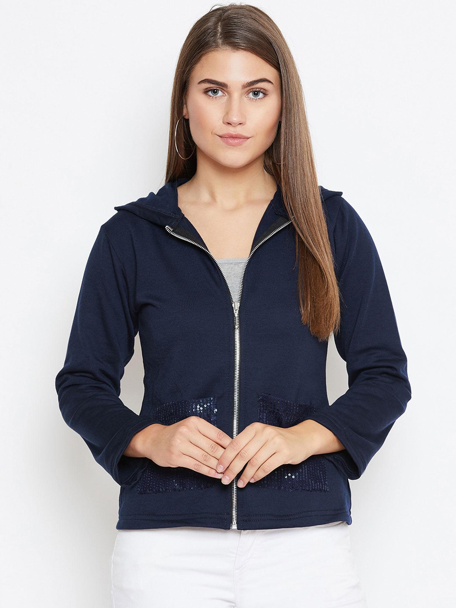 navy blue solid jacket