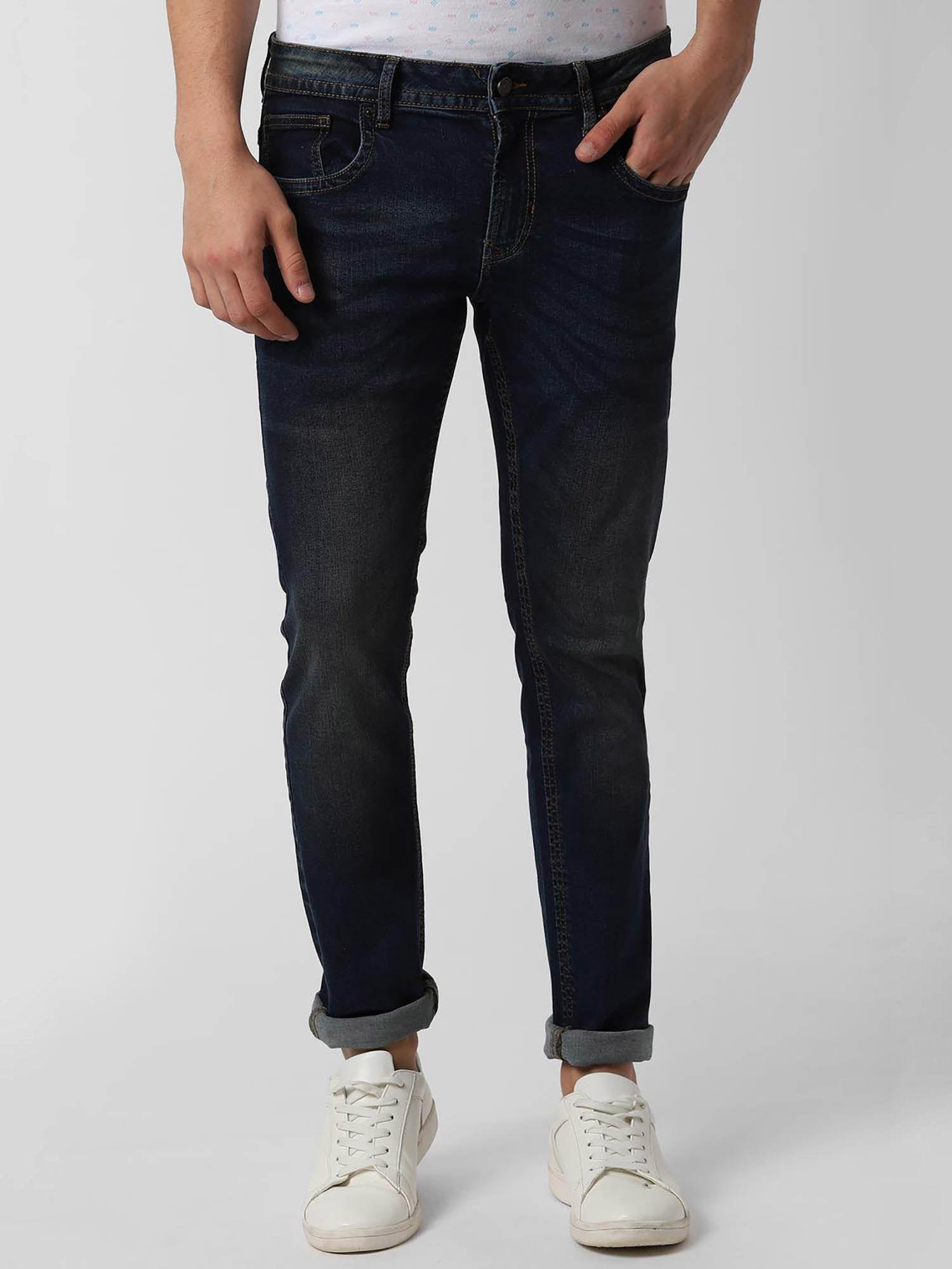 navy blue solid jeans