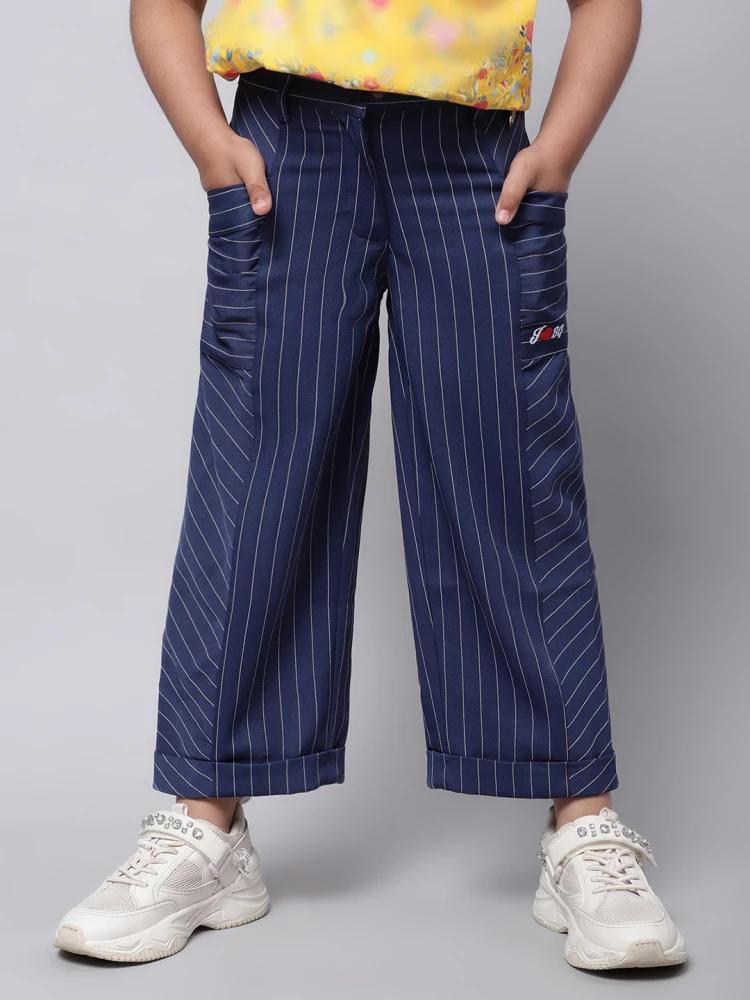 navy blue solid loose fit trouser