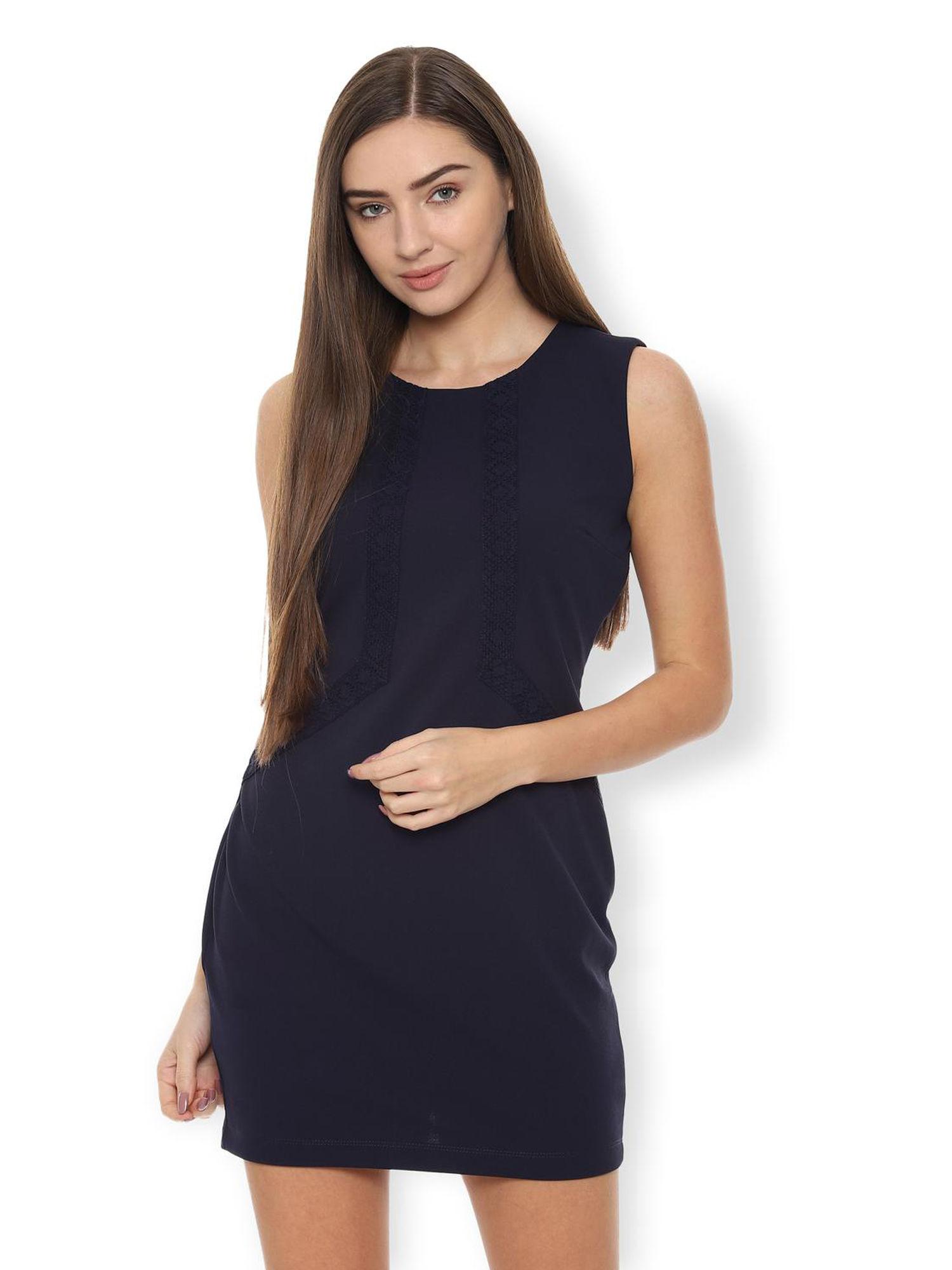 navy blue solid mini dress