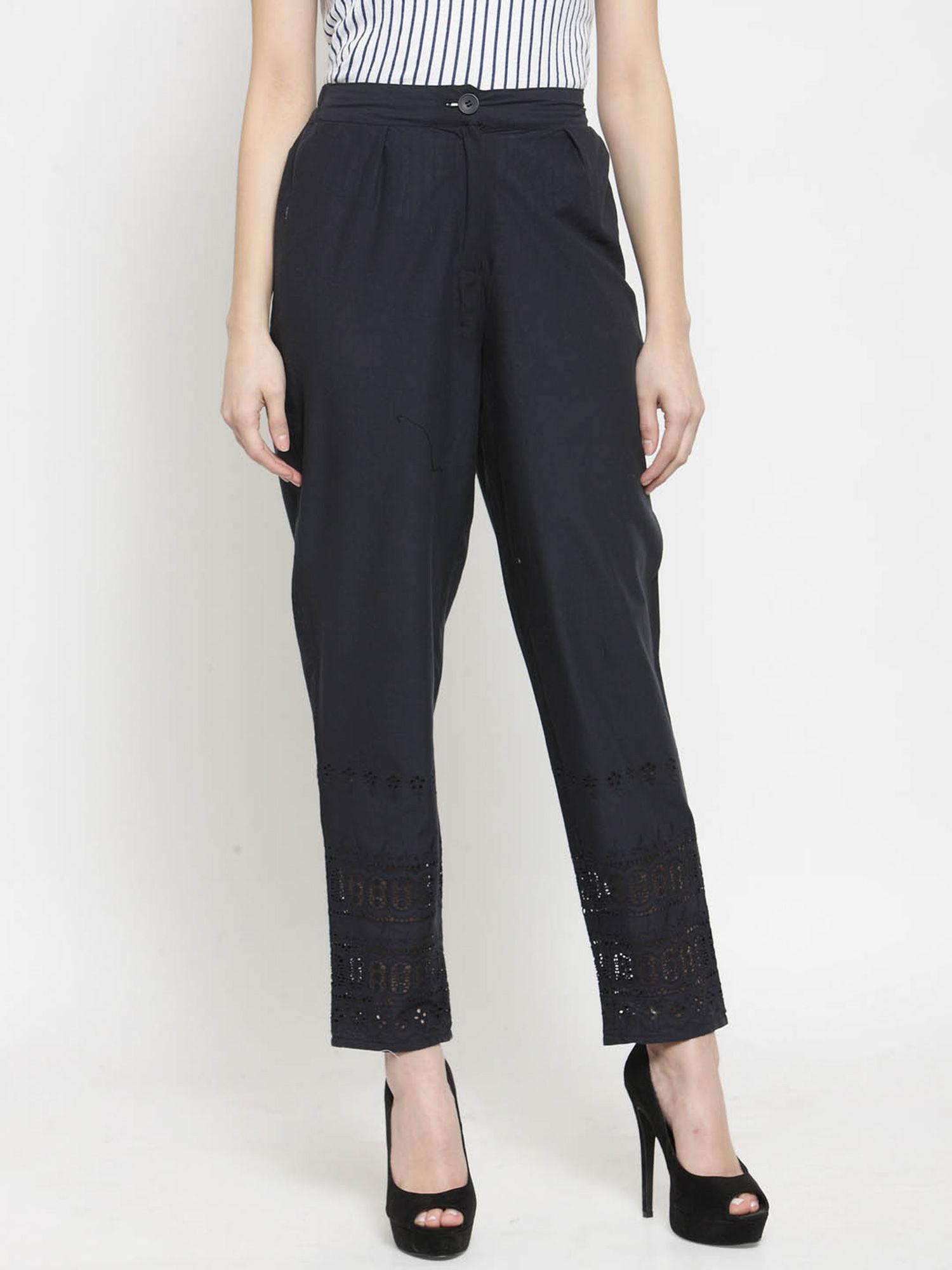 navy blue solid palazzos