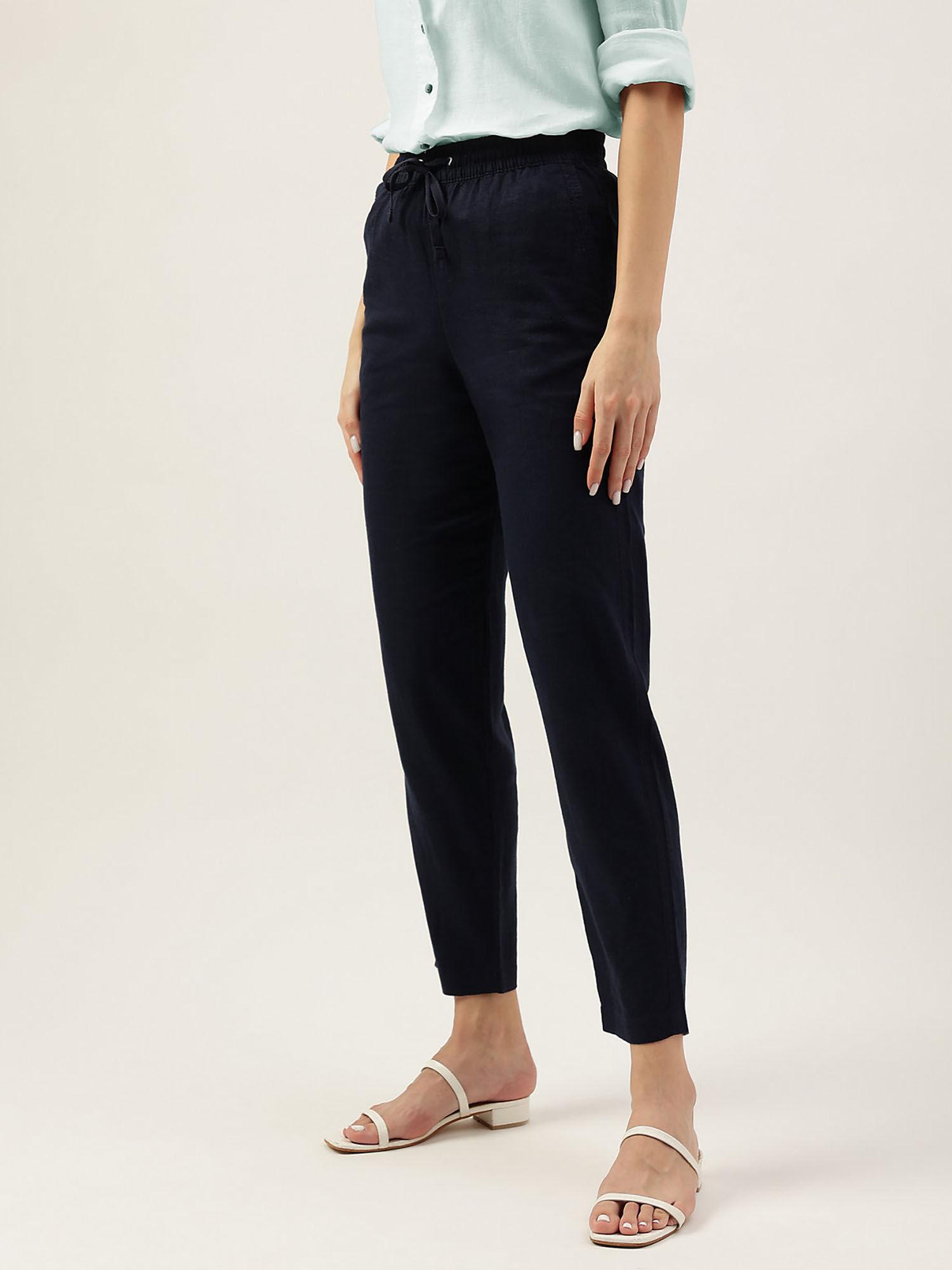 navy blue solid pant