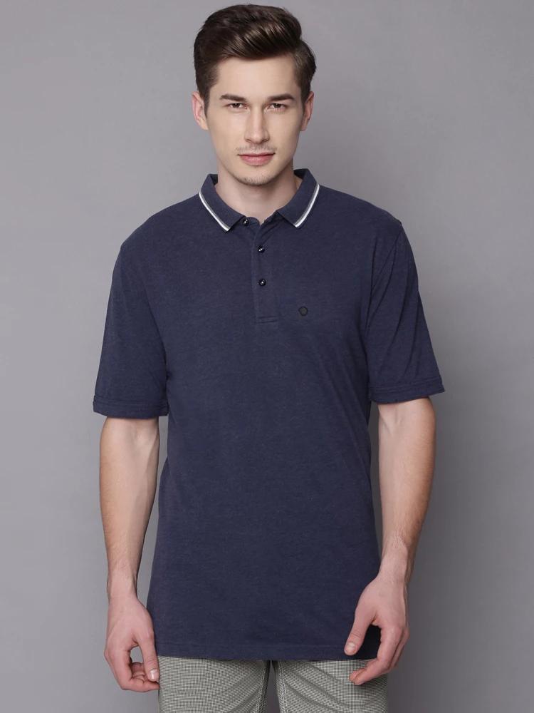 navy blue solid polo tshirt