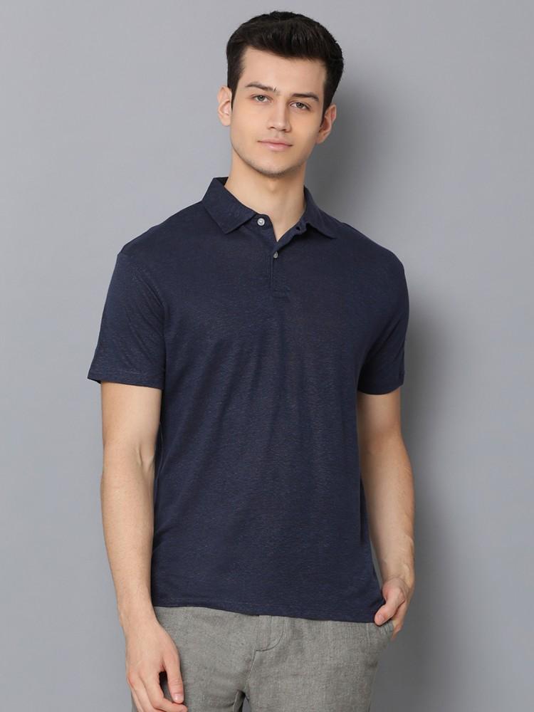 navy blue solid polo