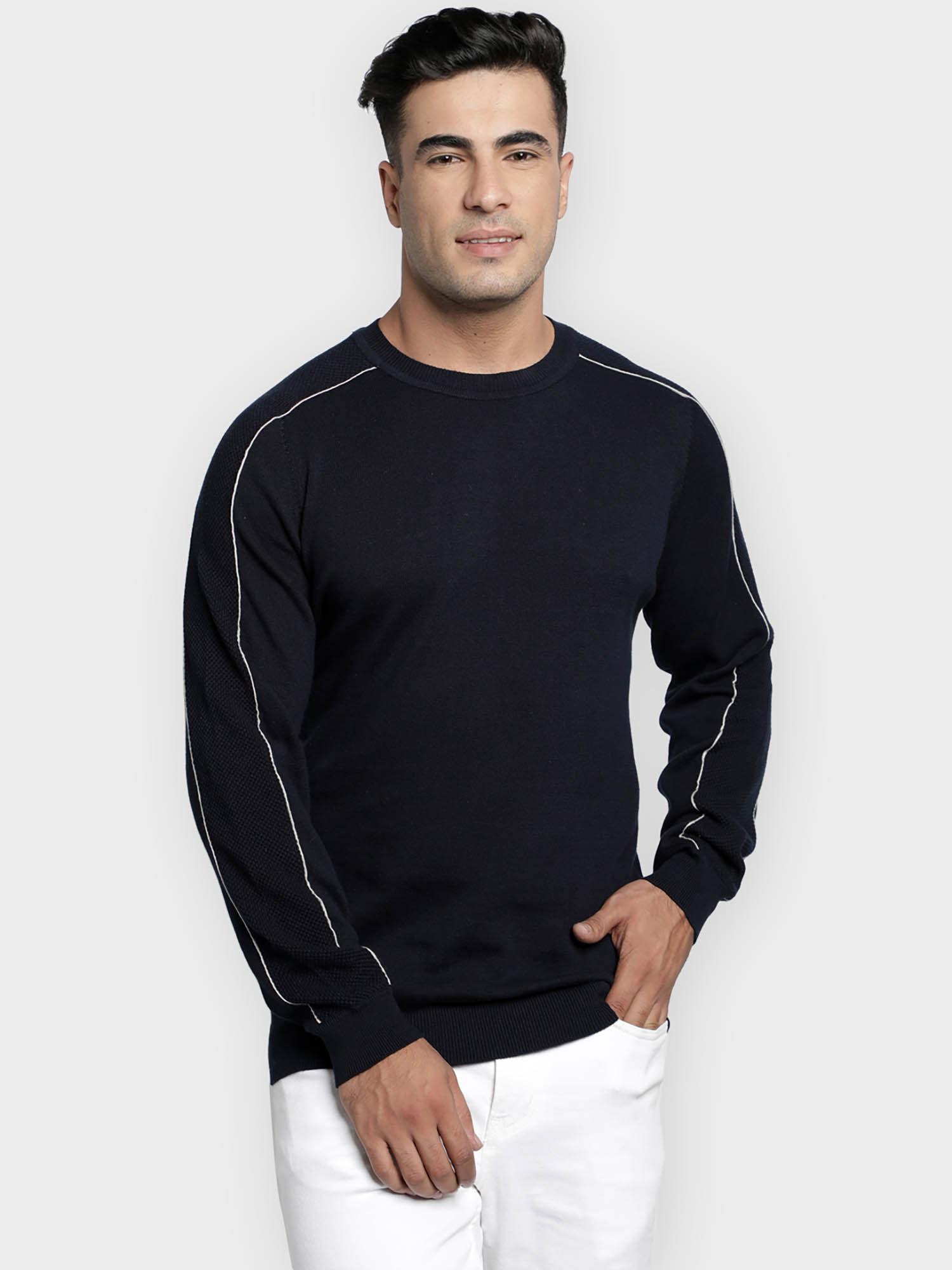 navy blue solid pullover sweater