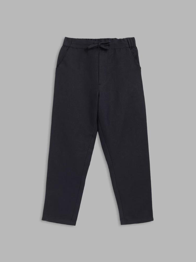 navy blue solid regular fit trouser