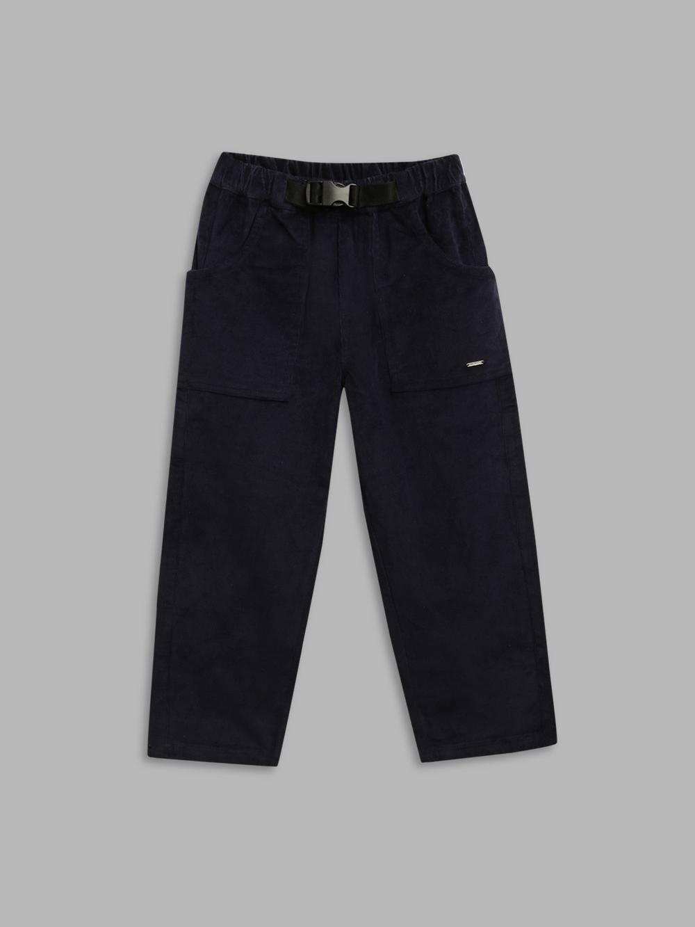 navy blue solid regular fit trouser