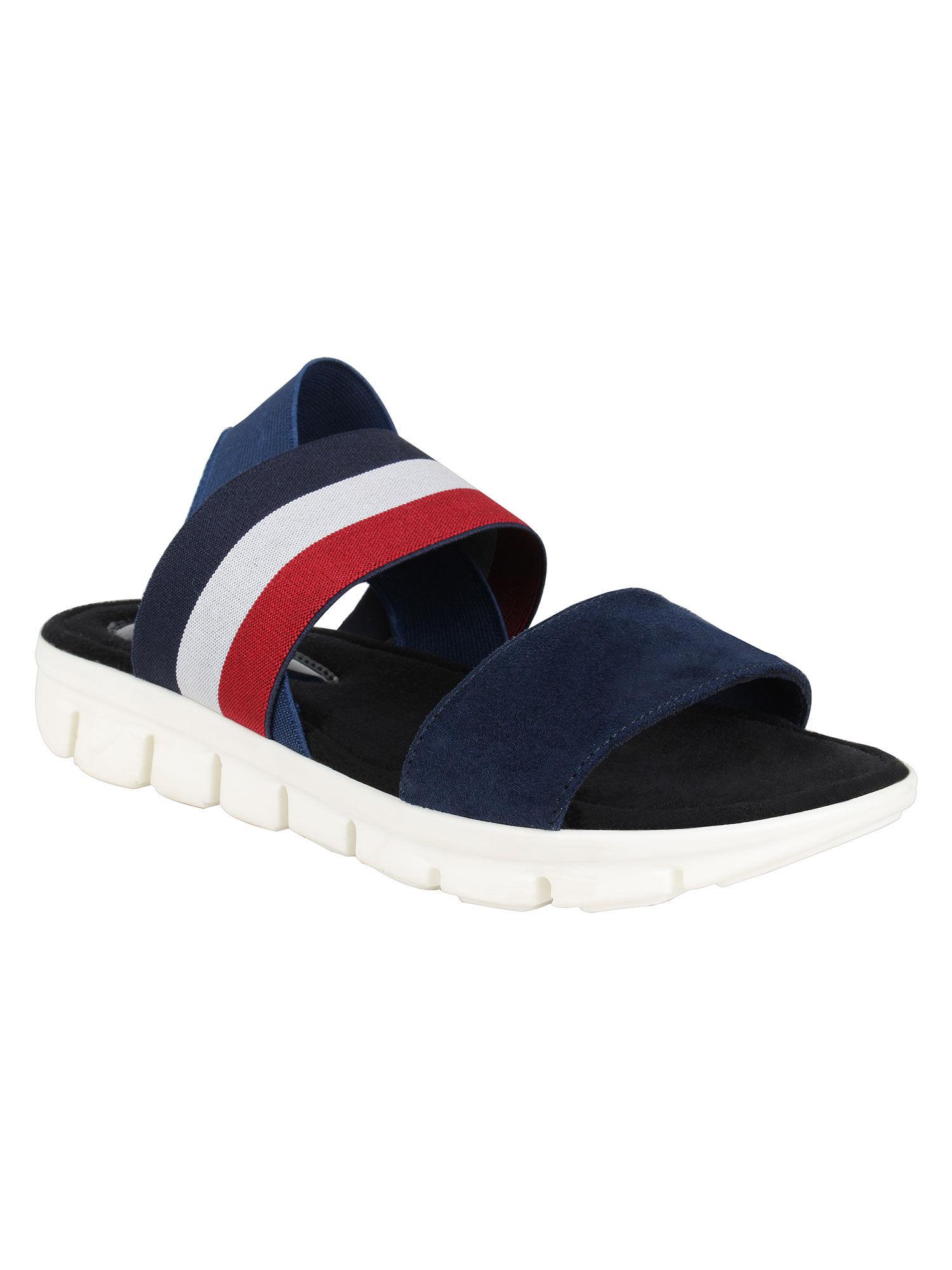 navy blue solid sandals