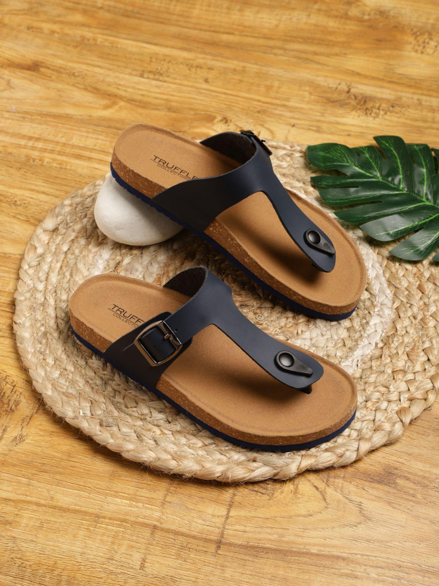 navy blue solid sandals