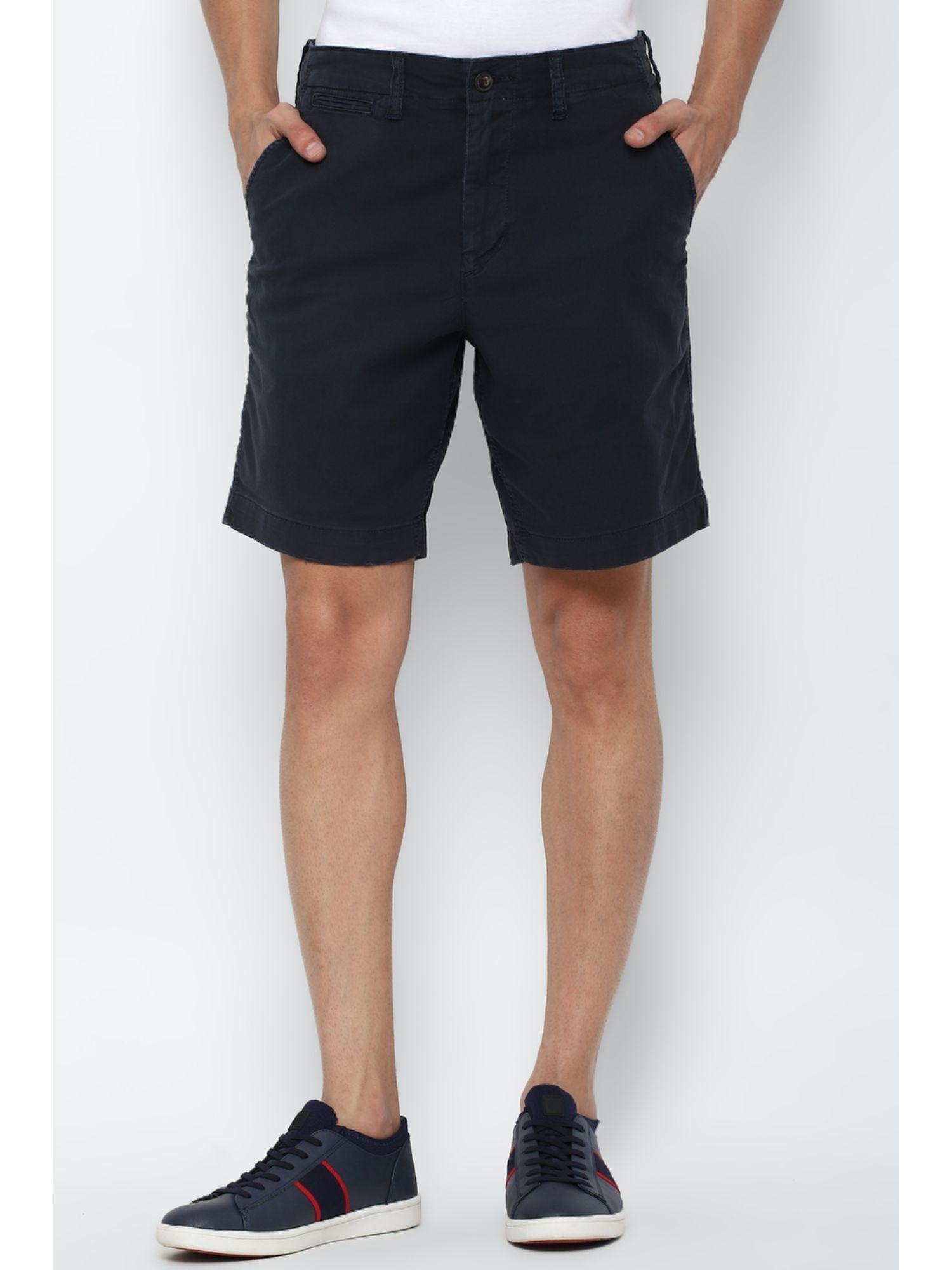 navy blue solid shorts