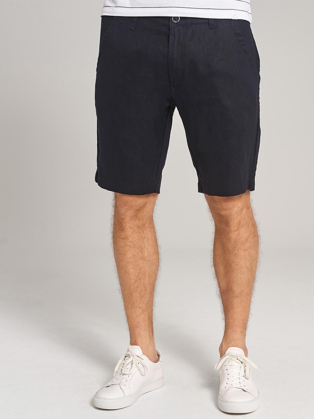 navy blue solid slim fit shorts