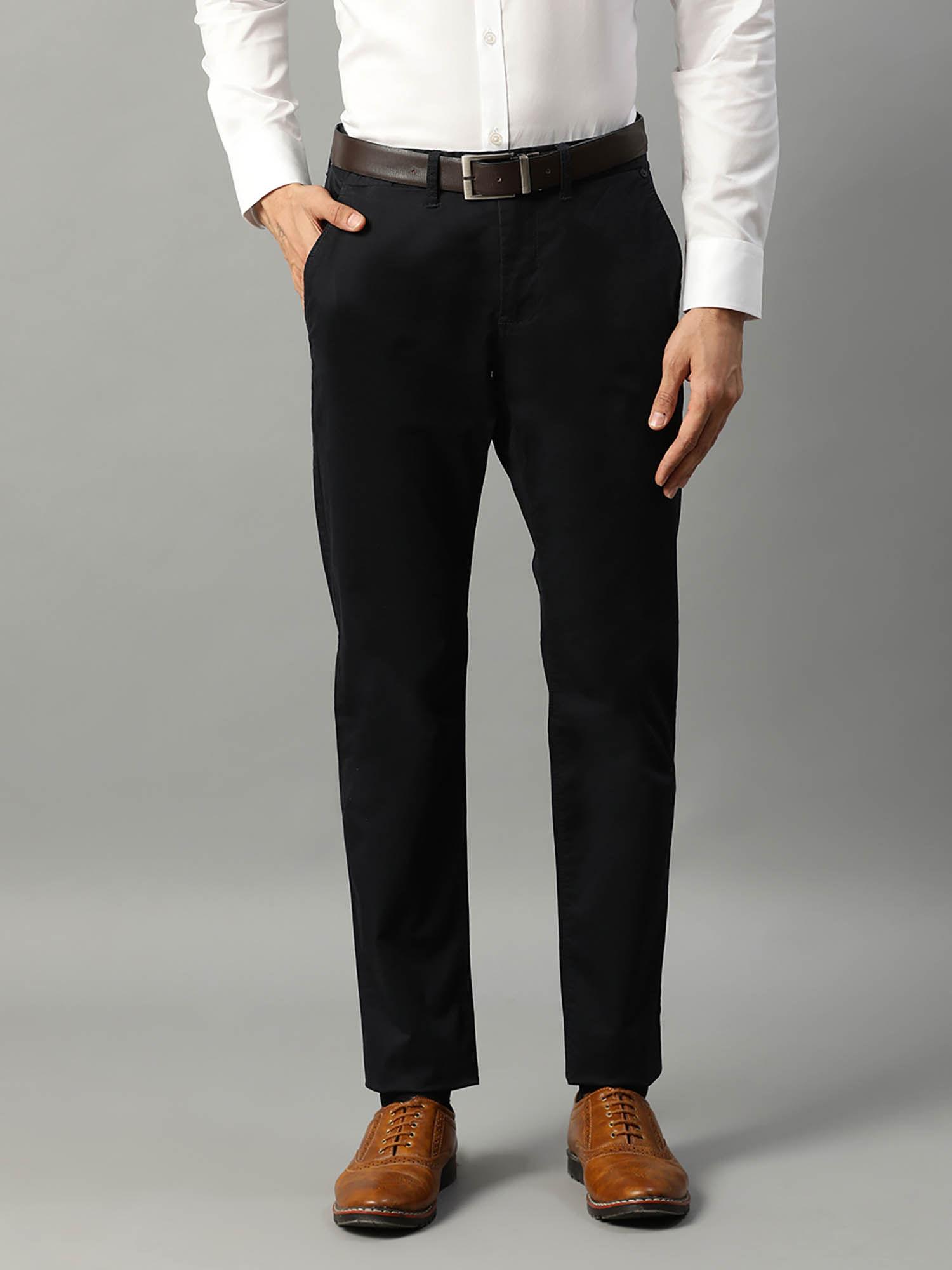 navy blue solid slim fit trouser