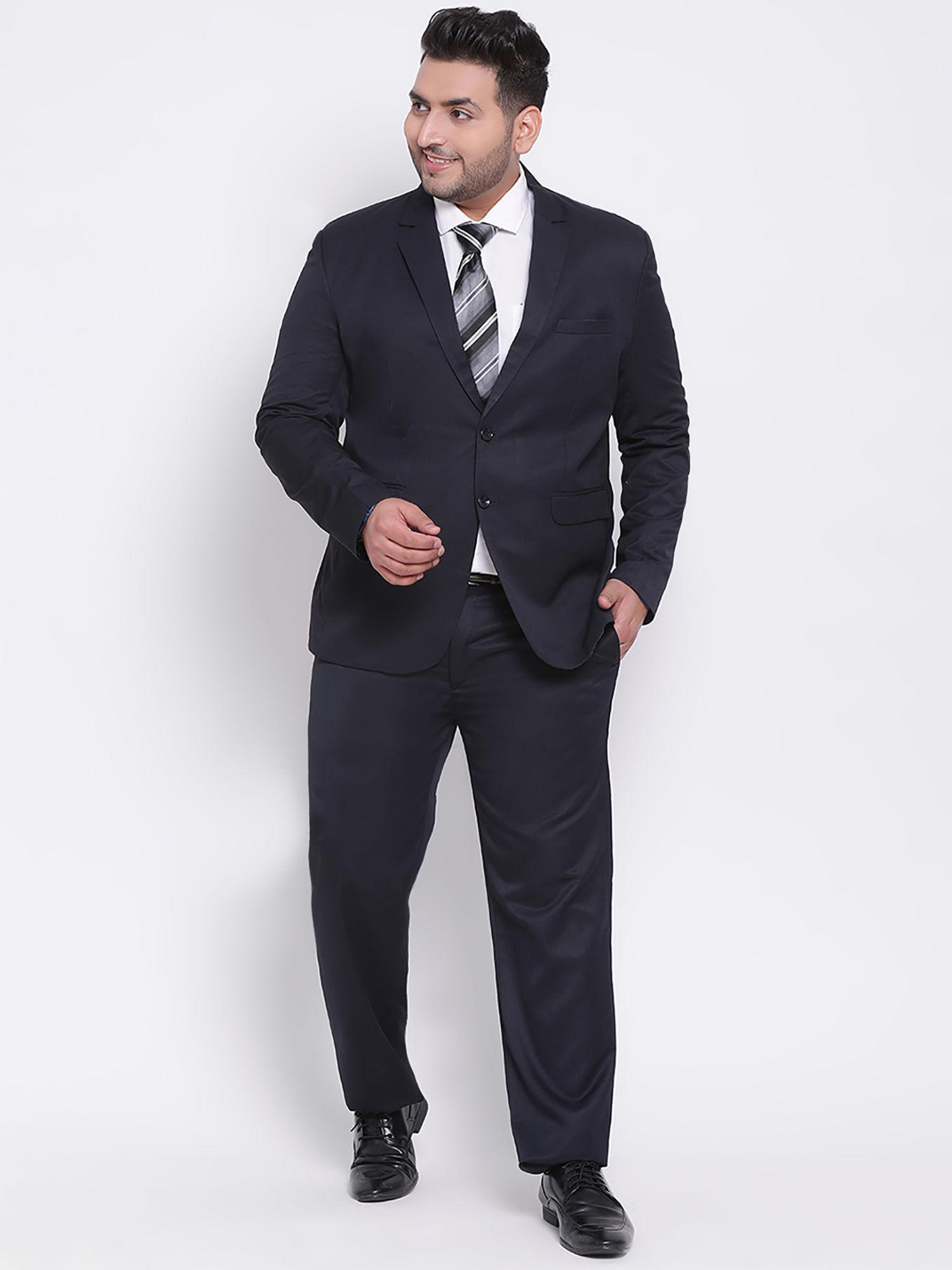 navy blue solid suit (set of 2)