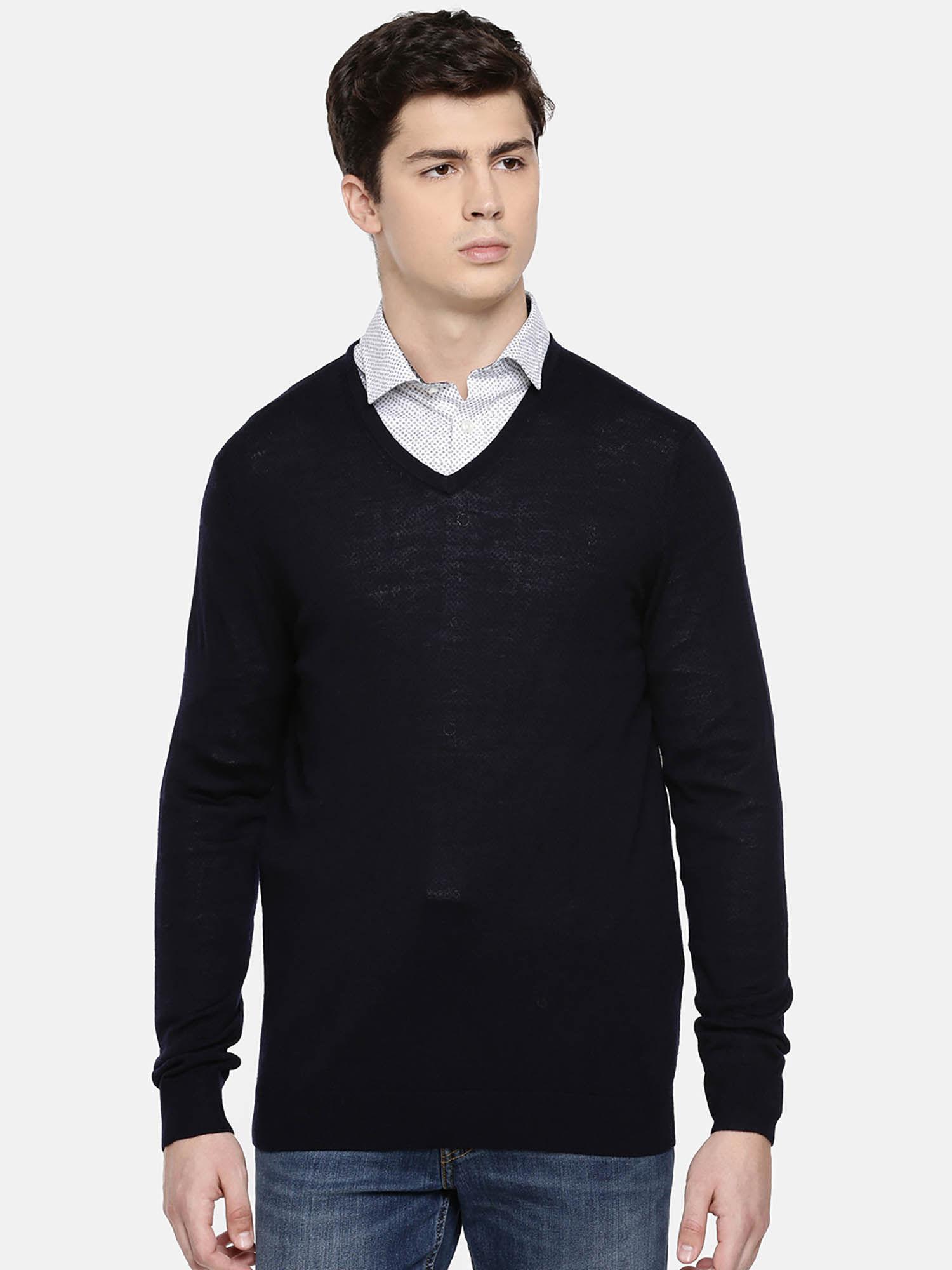 navy blue solid sweater