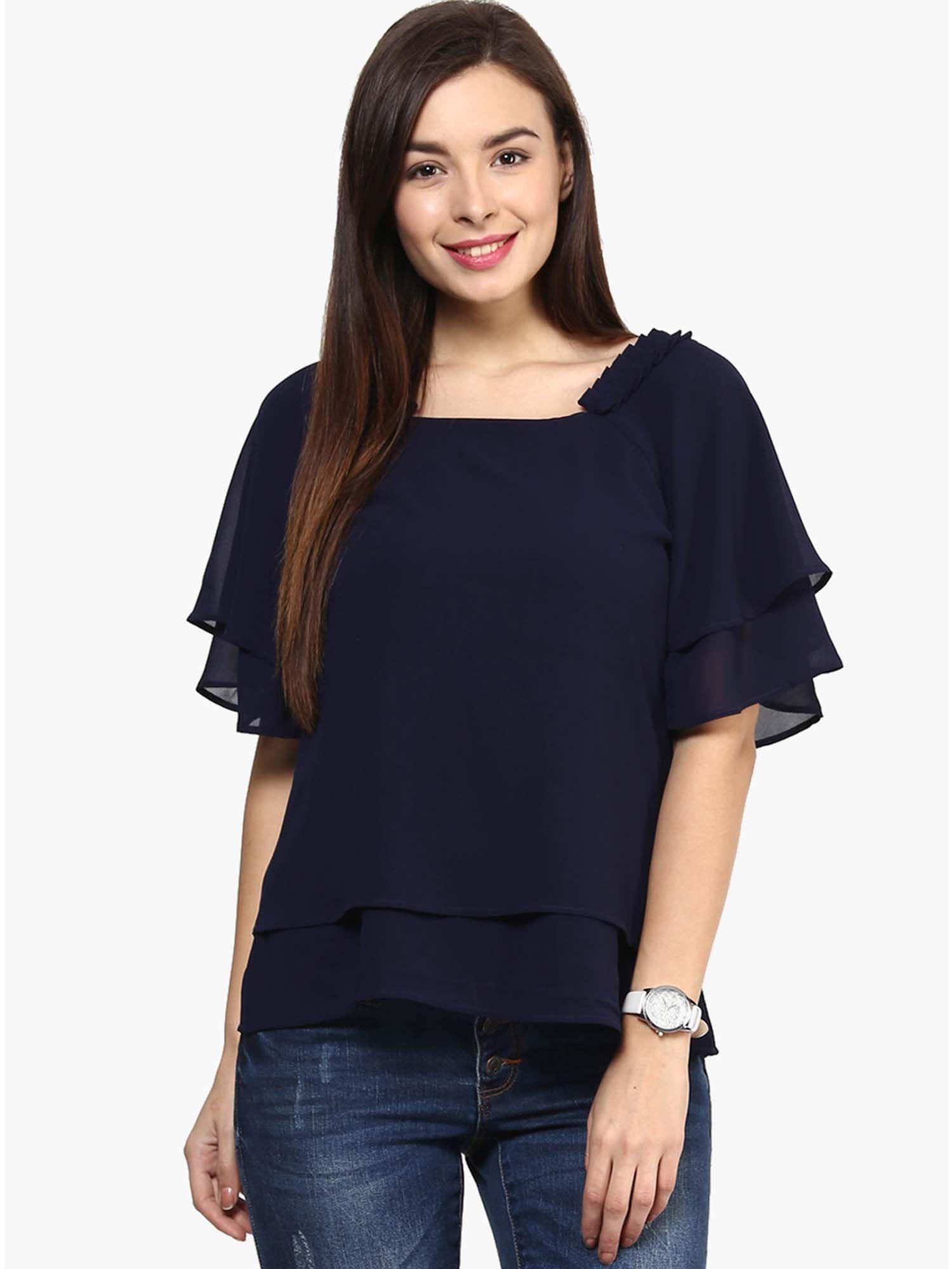 navy blue solid top