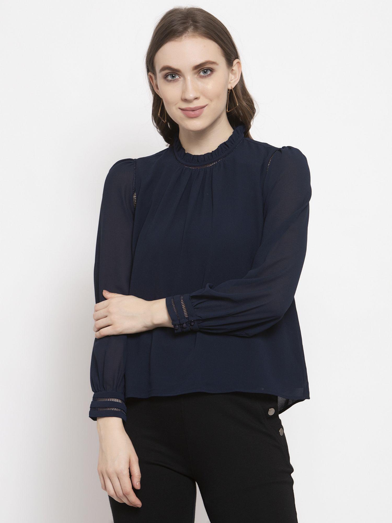 navy blue solid top