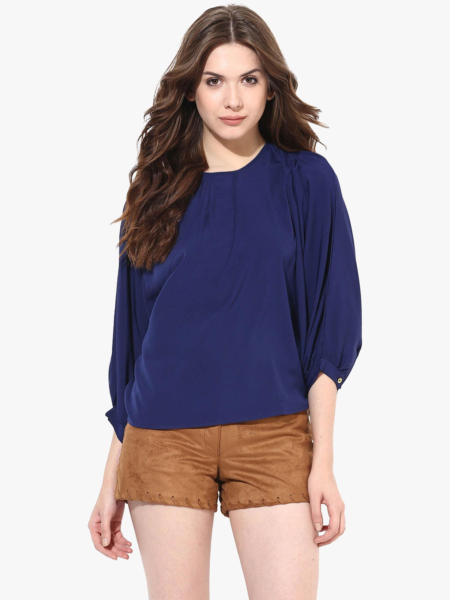 navy blue solid top