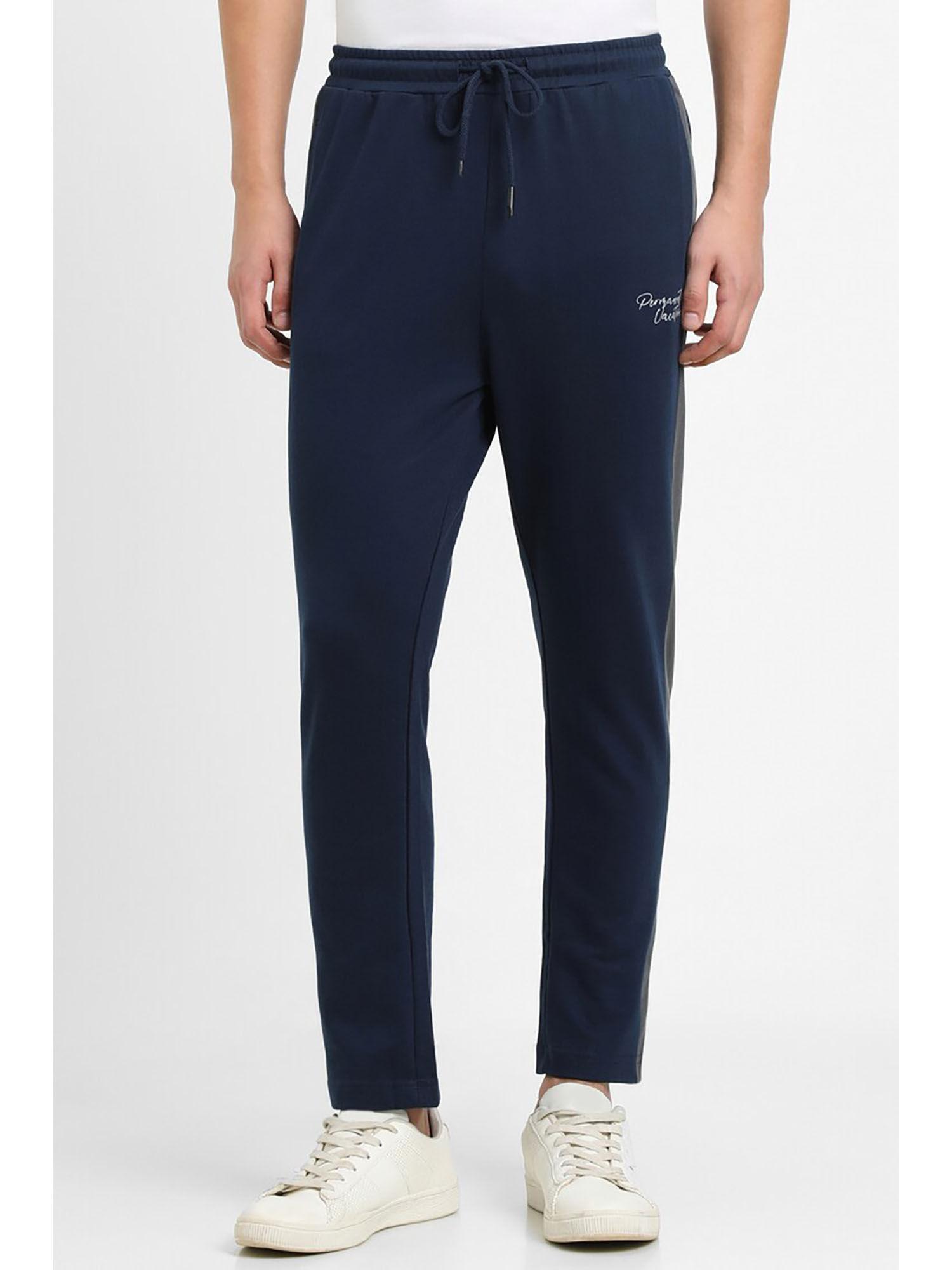navy blue solid track pant