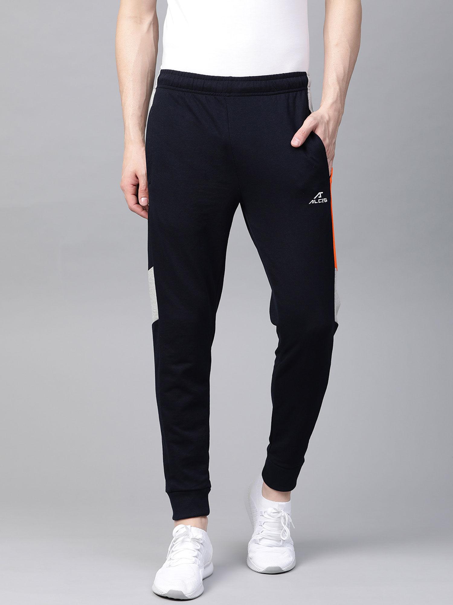 navy blue straight fit solid joggers