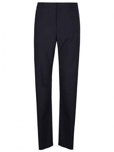 navy blue straight leg trousers