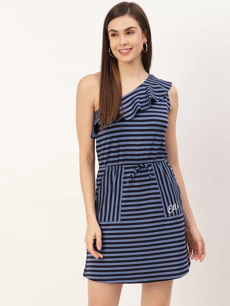 navy blue striped dress