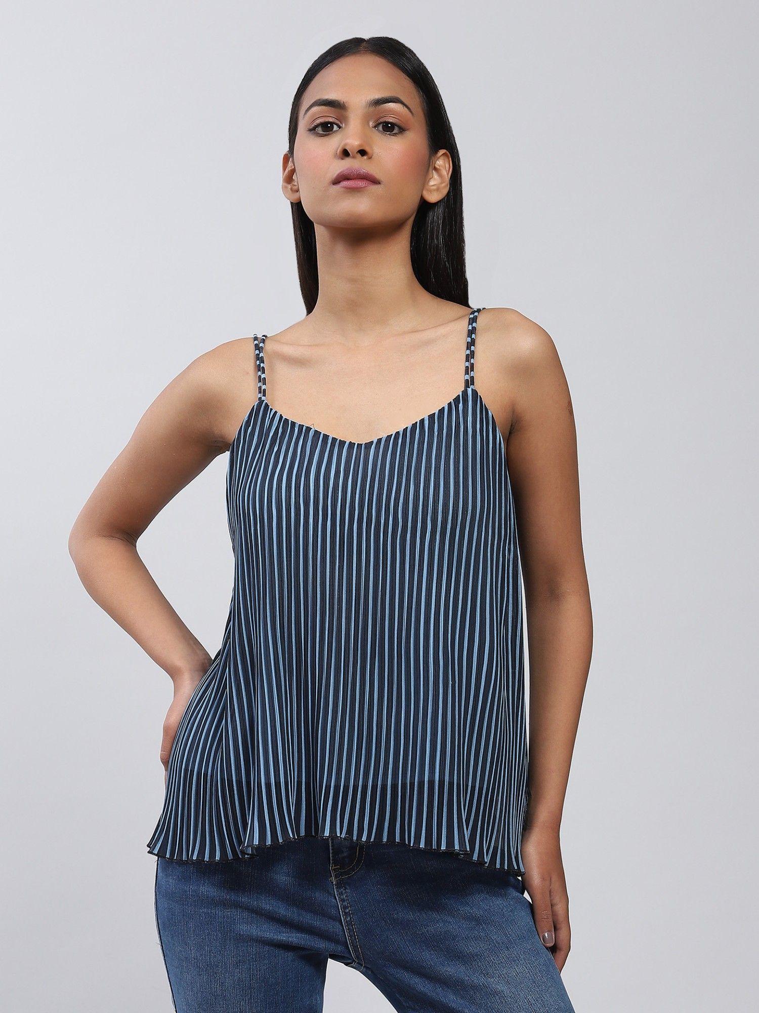 navy blue striped strappy top