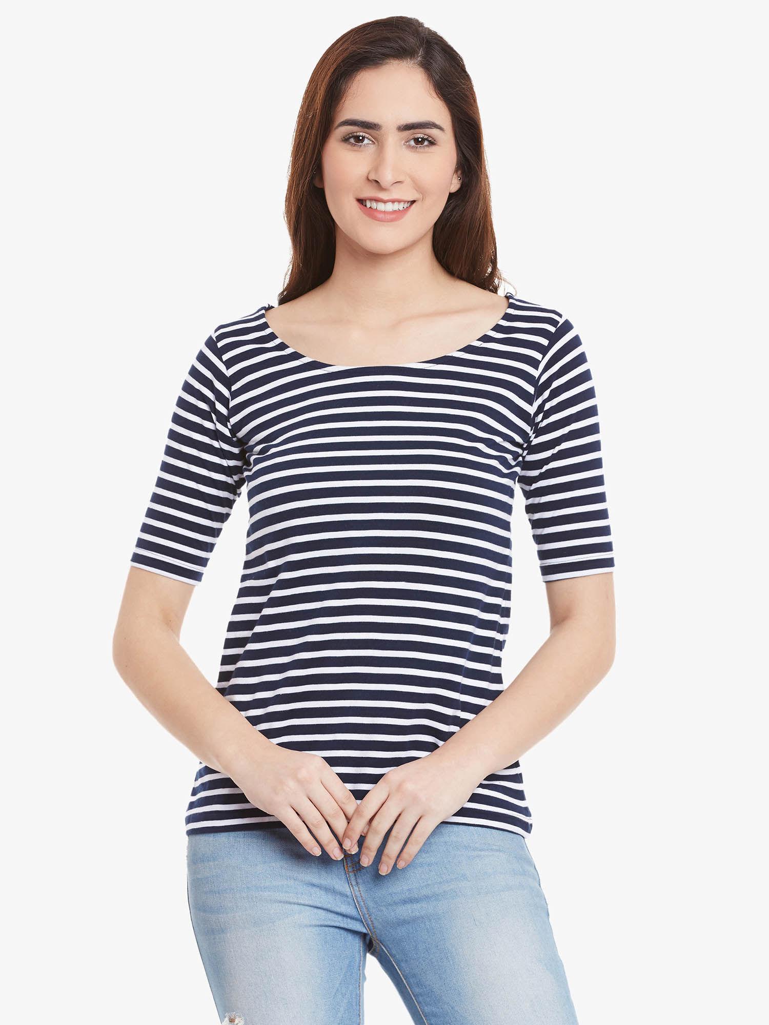 navy blue striped t-shirt