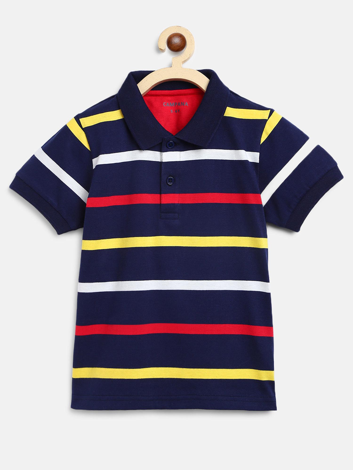 navy blue stripes polo t-shirt