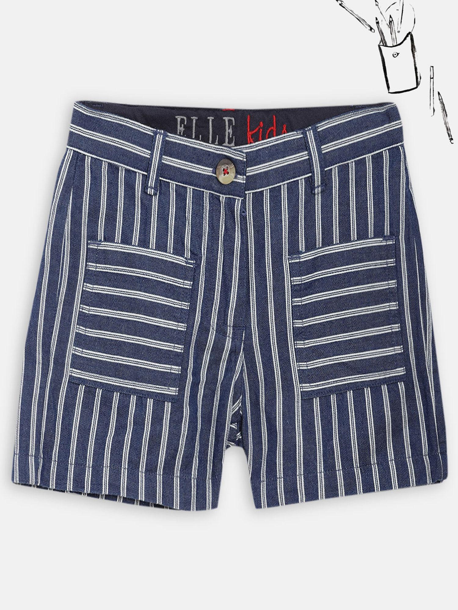 navy blue stripes short