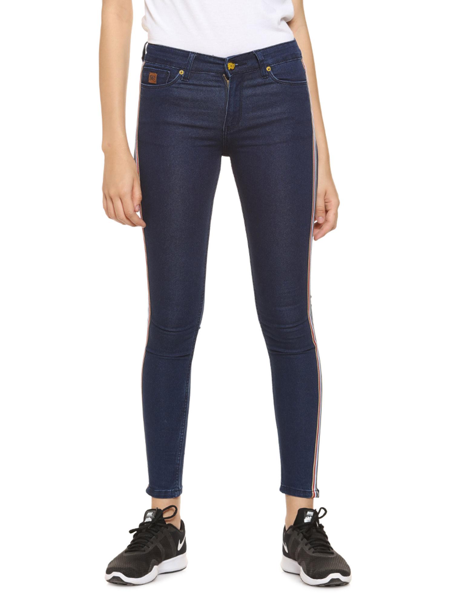 navy blue stylish solid super skinny casual denim jeans