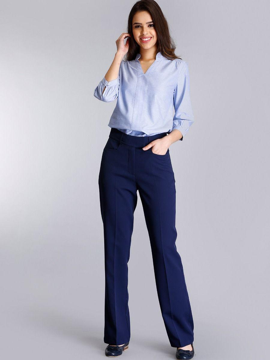 navy blue tie up straight fit pant