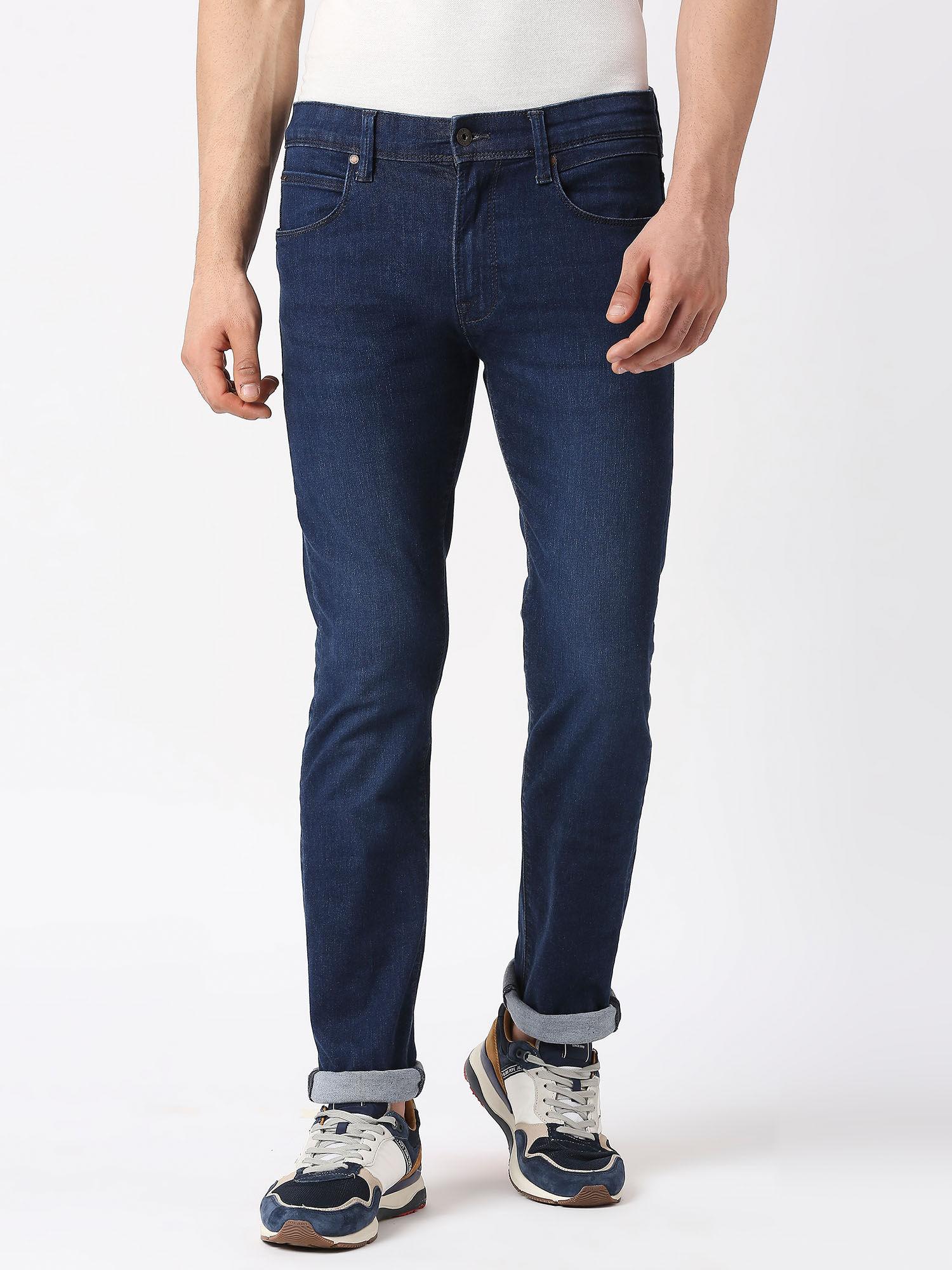 navy blue vapour slim fit mid waist jeans