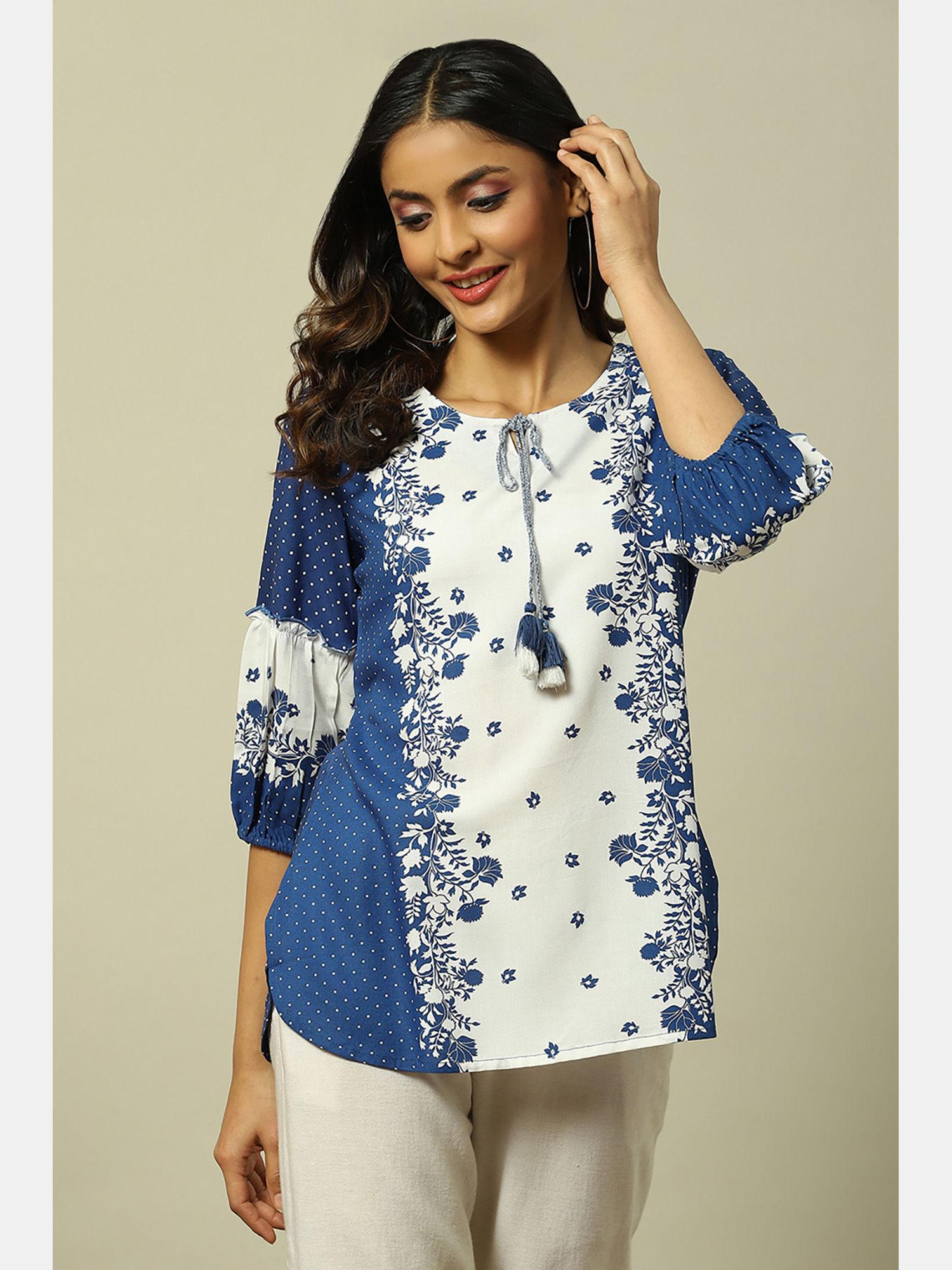 navy blue viscose indie top