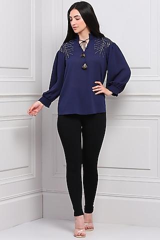 navy blue viscose top