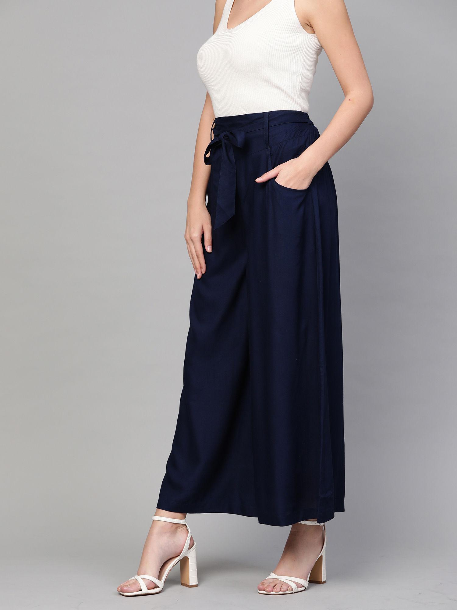 navy blue waistband palazzo