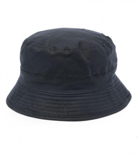 navy blue waxed cotton bucket hat
