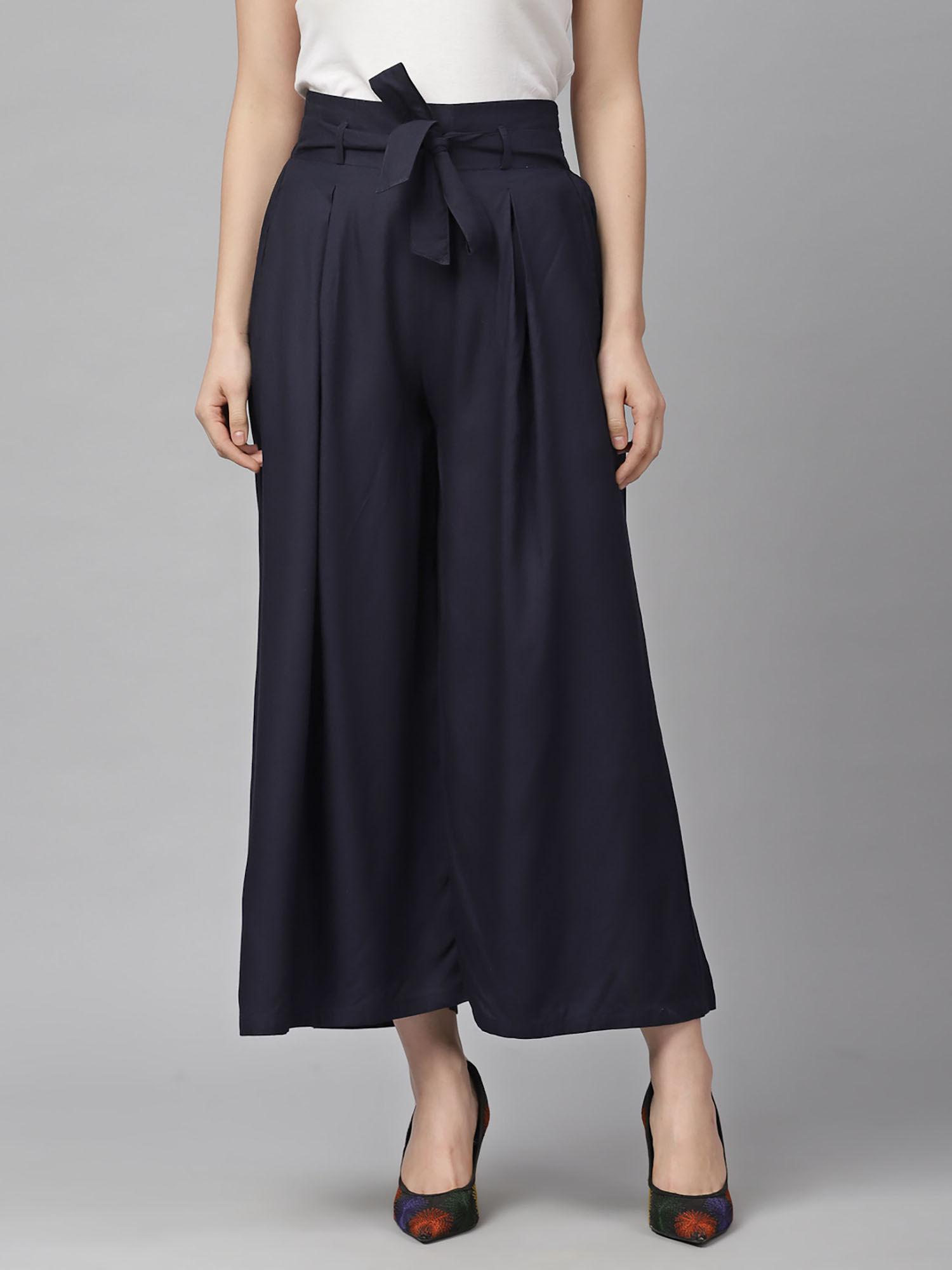 navy blue wide leg palazzo