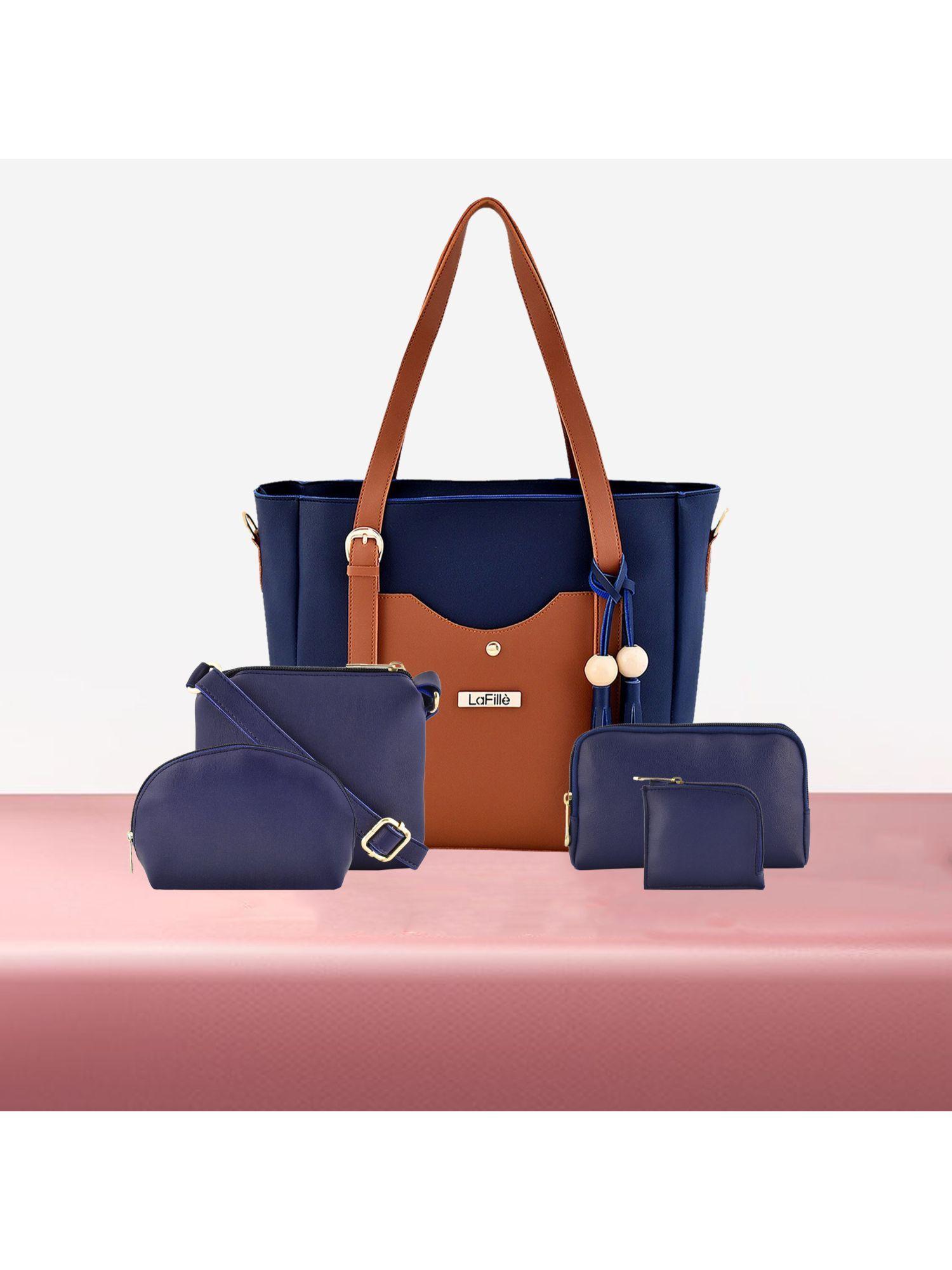navy blue women handbag (set of 5)