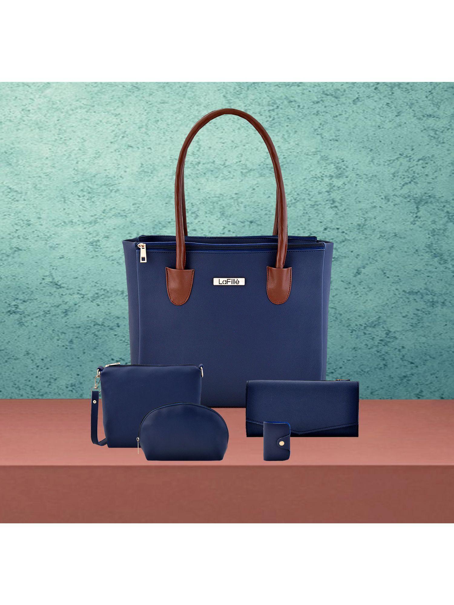 navy blue women handbag (set of 5)