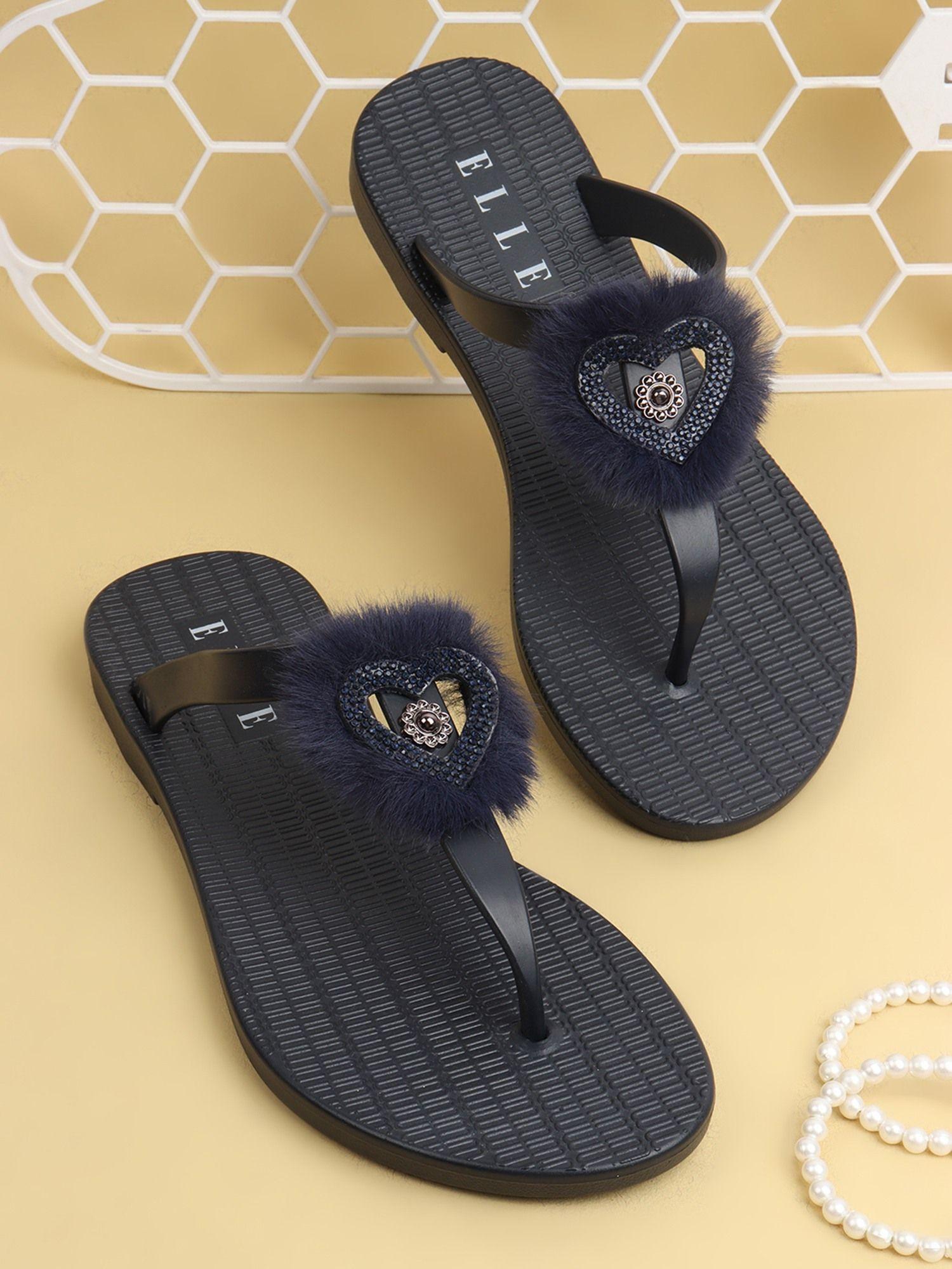 navy blue women slip on flipflops