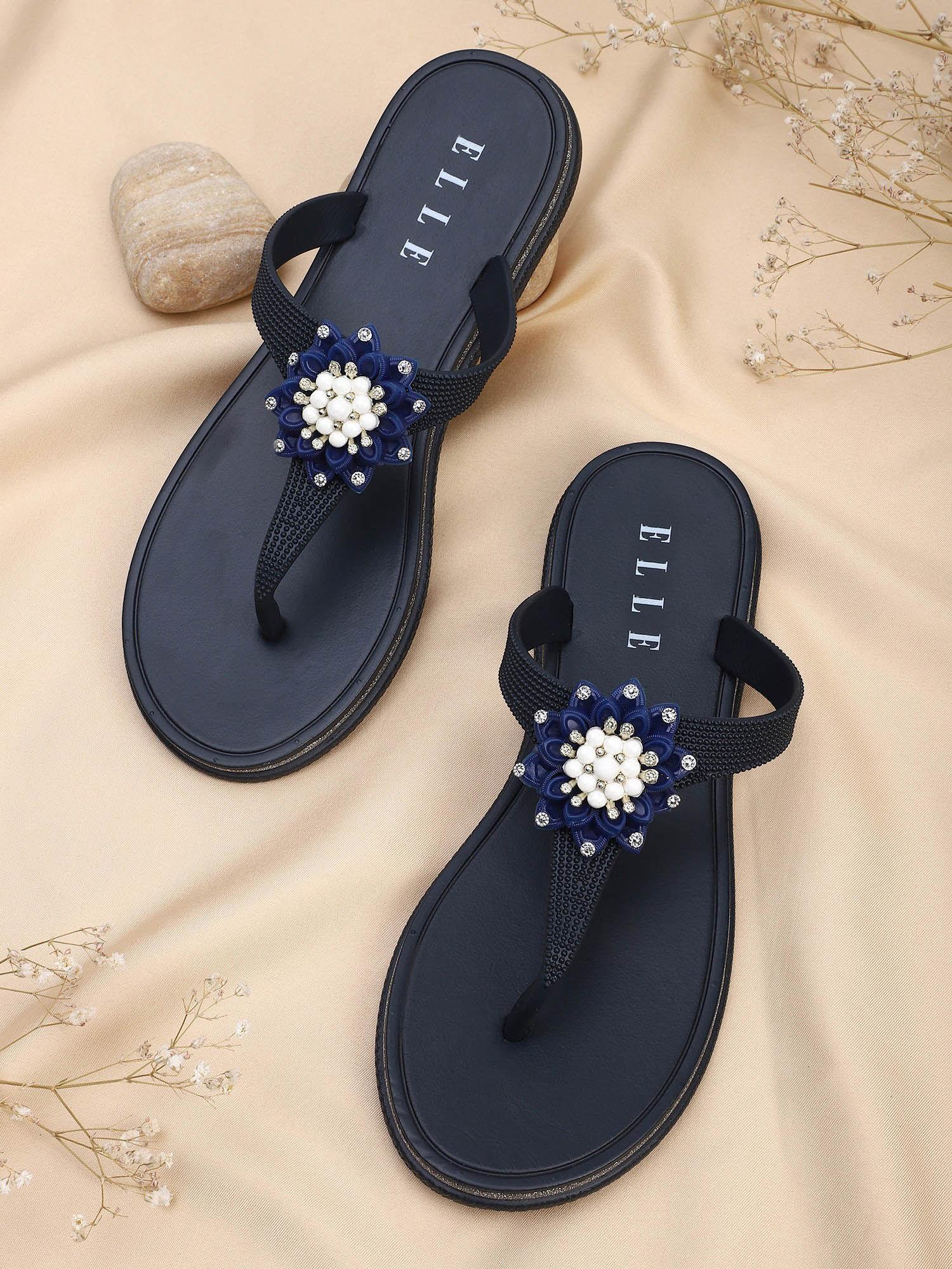 navy blue women slip on flipflops