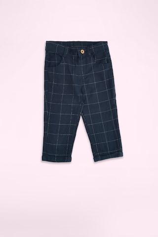 navy check ankle-length casual baby regular fit trouser