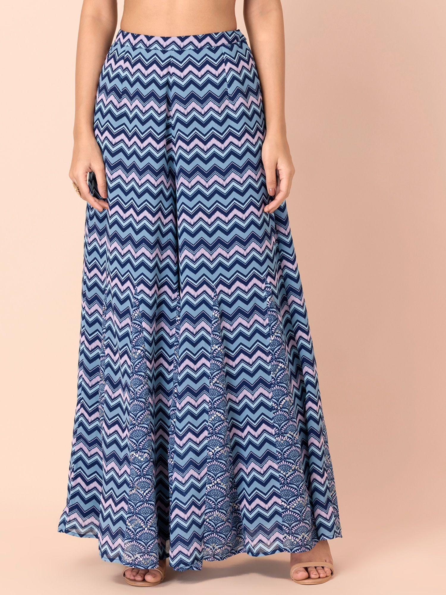 navy chevron flared palazzo pants