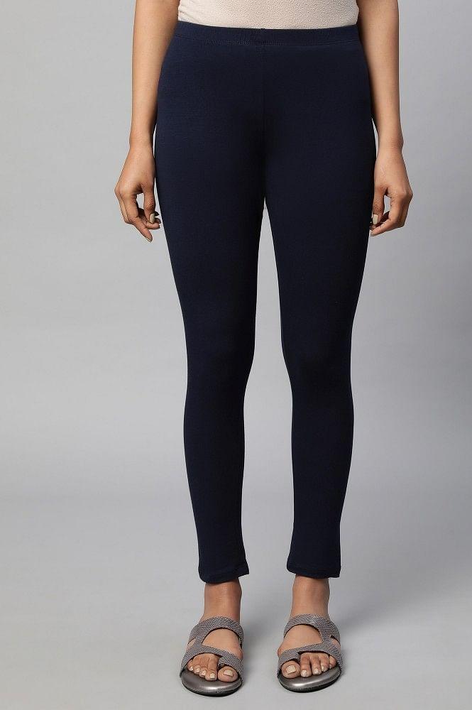 navy cotton lycra skin fit cropped tights