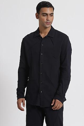 navy cotton pique shirt