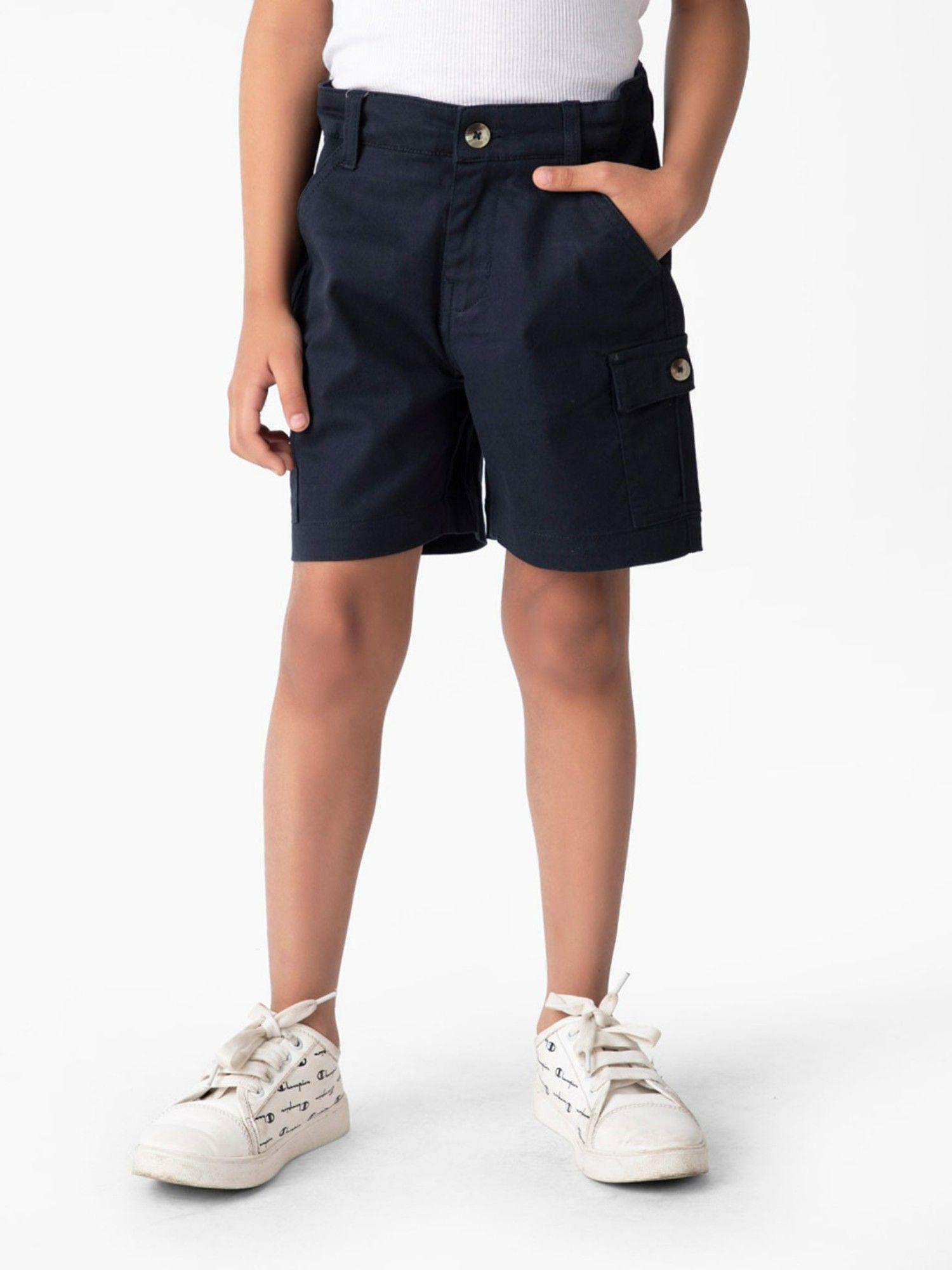 navy cotton twill shorts