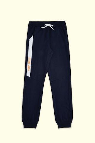 navy cut & sew ankle-length casual boys regular fit track pants