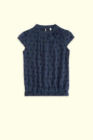 navy dots casual cap sleeves round neck girls regular fit top