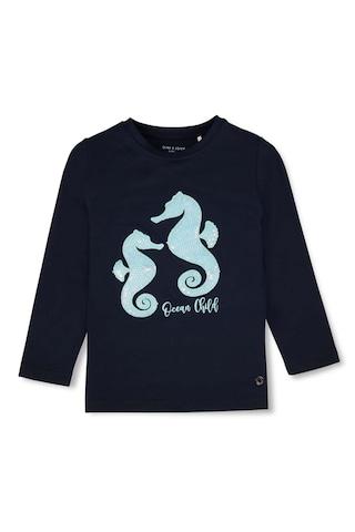 navy embroidered cotton crew neck girls regular fit tops