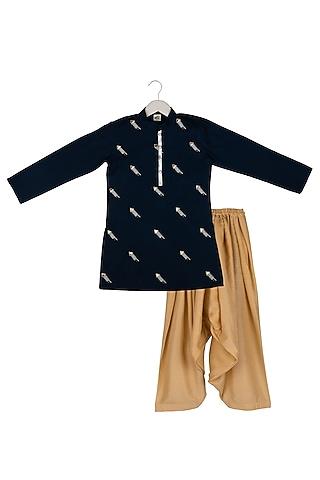 navy embroidered kurta set for boys